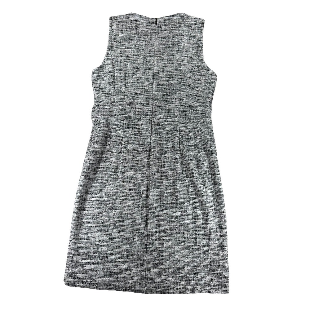 Ann Taylor 10 Gray Black Textured Knit Sleeveless Belted Sheath Dress Career - Picture 2 of 7